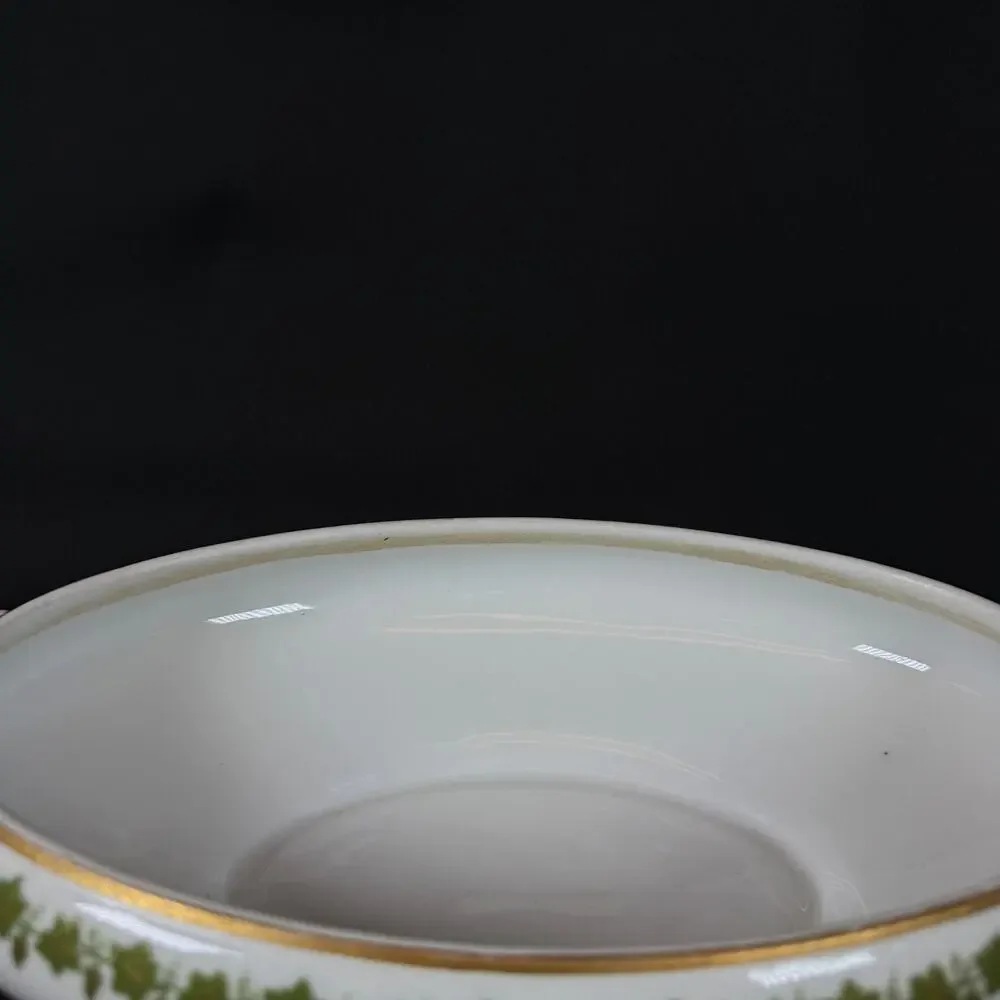 Vintage Limoges France Oval Serving Dish white with floral Grape gold trim 12